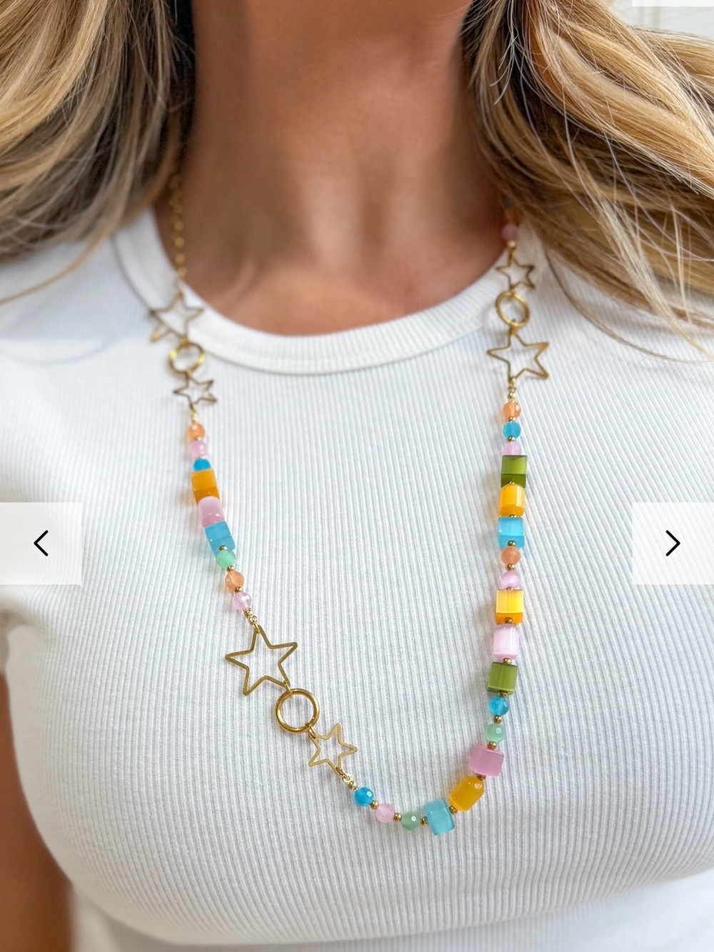 New Treasure Jewels Head in the Stars Beaded Necklace